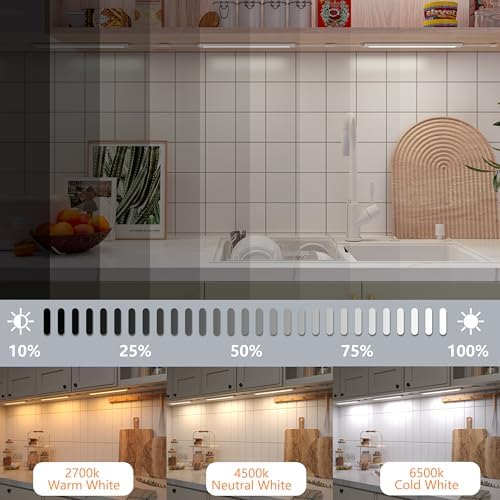 LAMPAOUS LED Light Bar, Plug-in Under Cabinet Lighting (3 Lights Bar kit)