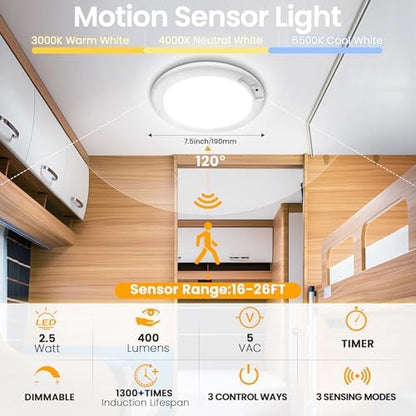 SunRider 2-Pack Rechargeable Motion Sensor LED Ceiling Lights with Remote