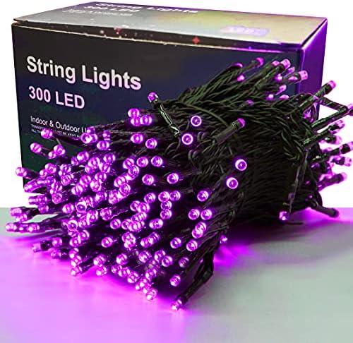 300 LED Halloween Lights, 98.5FT Halloween String Lights with 8 Lighting Modes, Waterproof & Connectable Mini Light, Plug in for Indoor Outdoor Holiday Christmas Party Bedroom Decorations (Purple)