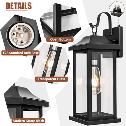 Dusk to Dawn Outdoor Lighting Wall Mounted 17 Inch Black