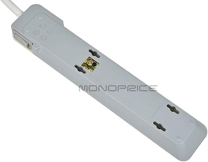 Monoprice 6 Outlet Slim Surge Protector Power Strip - 540 Joules, With Power/Circuit Breaker Switch, 500 Volts Clamping Voltage, UL Rated Cord, 3 Feet, White