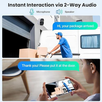 2 Pack 2.4G&5G Solar Security Cameras Wireless Outdoor with Free Cloud | Fast and Accurate Motion Detection, Ultra-long Battery Life, 2-Way Audio, IP65 Waterproof, Spotlight Siren