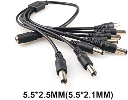12V 10A Power Supply 120W AC DC Adapter Charger 5.5x2.5mm for CCTV Cameras, LED Strip Light, LED Tape Light, Keyboard, BT Speakers, GPS, Webcam, Router, and More 12V Electronics + 8 Way Splits Cable