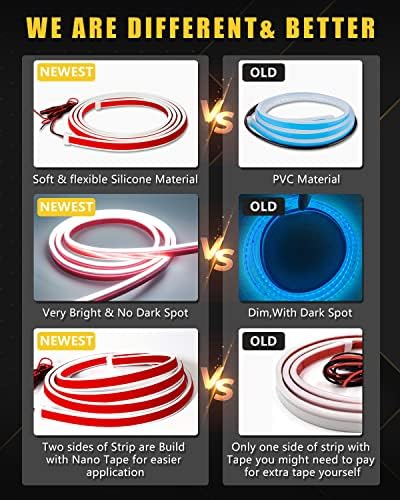 YM E-Bright LED Hood Light Strip, 94in White Dynamic Scan DRL 12V 1Set