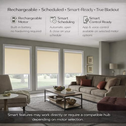 ZSHINE Motorized Blackout Roller Shades Remote Control Rechargeable(82010J)