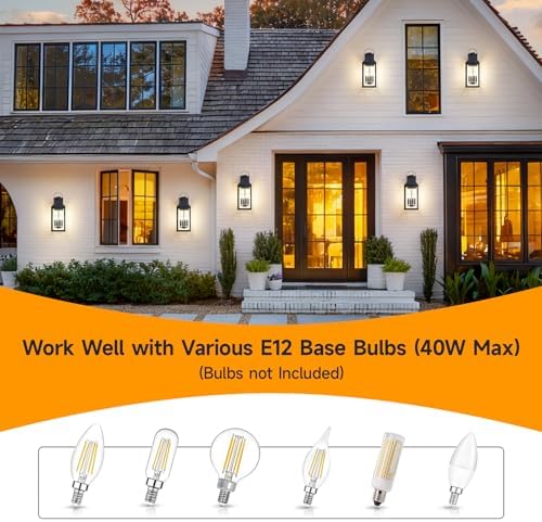 Dusk to Dawn Outdoor Wall Lantern, 22'' Large Exterior Porch Sconce Lights