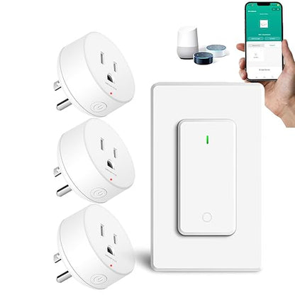 Greencycle Zigbee Smart Plug with Remote,Smart Outlet with Wall Switch,No Cloud Required(2.4G Hub Required),APP Control,Voice Control Compatible with Alexa,Google Assistant,Schedule and Timer,3Plugs
