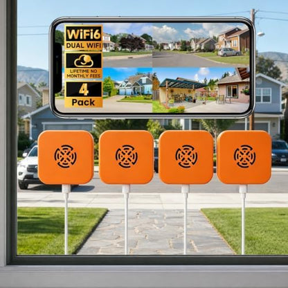 3MP Window Camera, Indoor Cameras for Home Security-4Pack Orange
