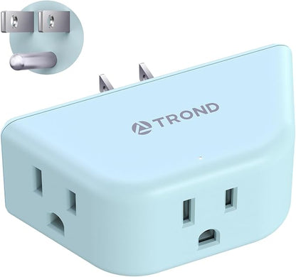TROND Outlet Extender, No Blocking with 3 Way Angled, Mint Green | 3-Prong Grounded Wall Outlet Adapter, Cruise Essentials, Compact and Practical Plug Expander for Home Travel Essentials