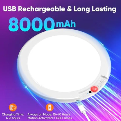 Rechargeable Motion Sensor Ceiling Light, Battery Closet Light 12 RGB Color