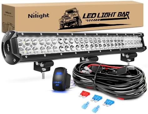 Nilight LED Light Bar 25Inch 162W Spot Flood Combo Off Road 12V 5Pin Rocker Switch Wiring Harness Kit, 2 Years Warranty (ZH081)