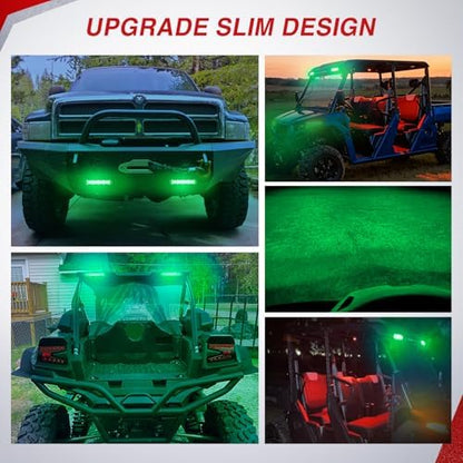 Nilight Slim LED Light Bar 2 PCS Green 7 Inch Single Row 16LEDs