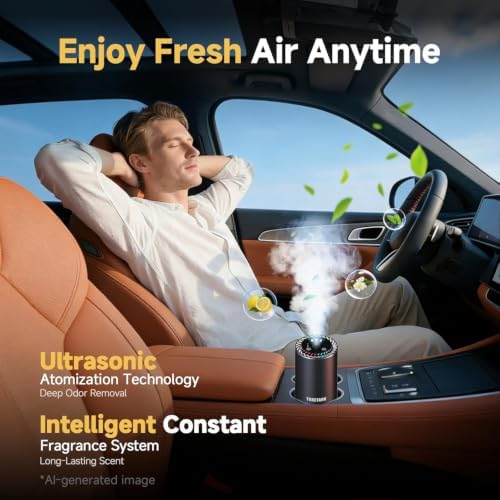 Smart Car Air Freshener & 150ml Car Diffuser Oil Refill（Amber）