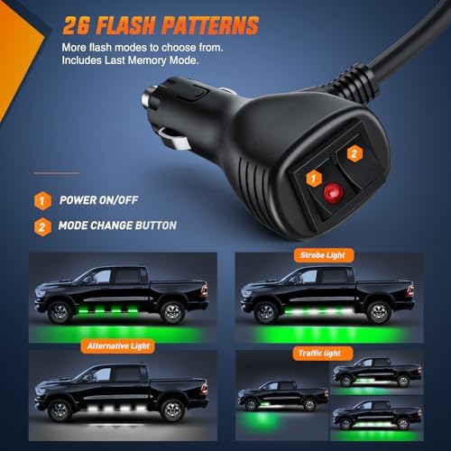 Nilight 2PCS 70 Inch Running Board LED Lights Strip Green White for Truck