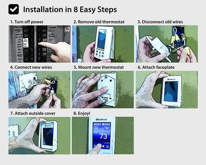SunTouch CommandPLUS Floor Heating Thermostat SunStat 500950 Universal WiFi Programmable Touchscreen + Floor Sensor Included 120V/240V