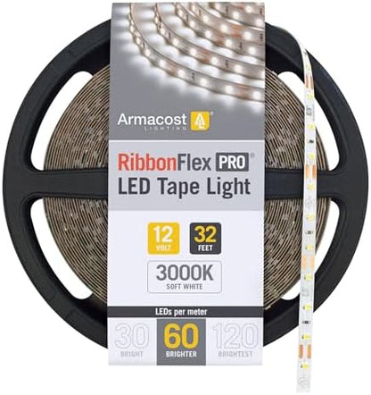 Armacost Lighting RibbonFlex Pro 12V White LED Strip Lights 60 LED/m, 3000K, 32.8 ft, 142250N