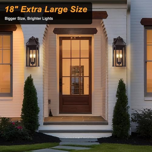 18IN Dusk to Dawn Outdoor Wall Sconce, 2-E12 Base Porch Light