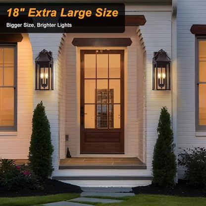 18IN Dusk to Dawn Outdoor Wall Sconce, 2-E12 Base Porch Light