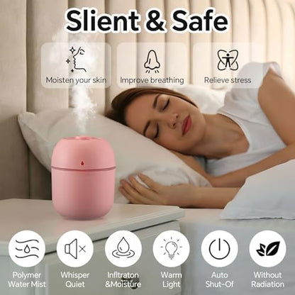 Hortsun 6 Pcs Mini Humidifiers, 220ml Humidifier for Plant,White,Pink,Green