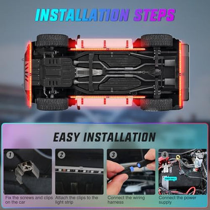 Nilight 8PCS Aluminum RGB Underglow LED Strip Lights with APP & Remote