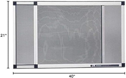 Fenestrelle Expandable Window Screen – 15″ H × 21″–40″ W Horizontal, 2‑Way Adjustable Window Screen with Flame Resistant Fiberglass Mesh, Pack of 2