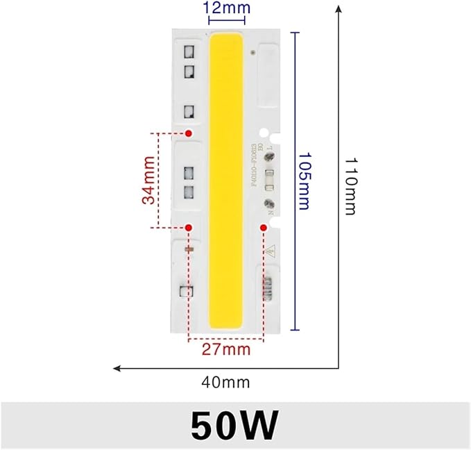 1pcs LED COB Chip 30W 50W 70W 100W 120W 150W AC 220V 110V LED Lamp IP65 Smart IC for LED Flood Light Cold White Warm White Spotlight(50W,110V_Warm White)