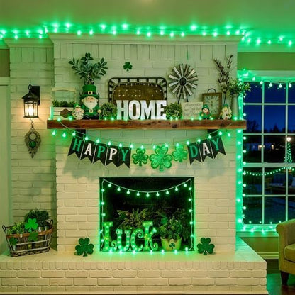 JMEXSUSS Connectable 100 LED Globe String Lights Indoor, 33ft 8 Modes Christmas String Light Plug in, Green Lights Outdoor for Room Bedroom Patio Deck Party St. Patrick's Day Decorations