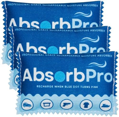 Absorb Pro Rechargeable Dehumidifier Bags 3-Pack, 100g Silica Gel