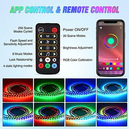 Nilight Truck Bed Light Strip RGB-IC LED Bar 2PCS 60 inch Cargo Lighting