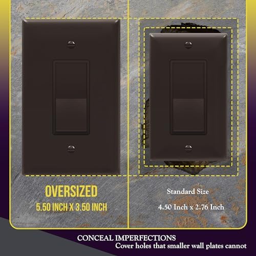 ENERLITES 1-Gang Brown Oversize Decorator Switch Outlet Wall Plate, 10 Pack