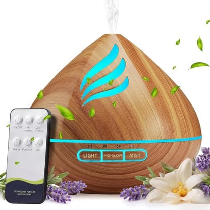 500ML Essential Oil Scent Diffuser: Remote Control &14 Colors LED for Home