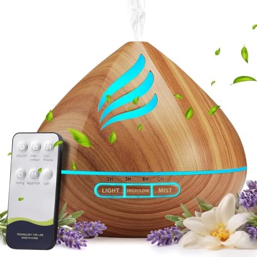500ML Essential Oil Scent Diffuser: Remote Control &14 Colors LED for Home