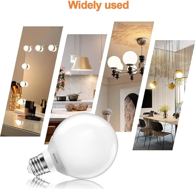 G25 LED Globe Light Bulbs,120V 5W(60W Equivalent), 3000K CRI85+ Warm White Bathroom,E26 Base,Eye-Friendly Vanity Round, Perfect for Vanity Makeup Mirror, Non-Dimmable (2 Pack)
