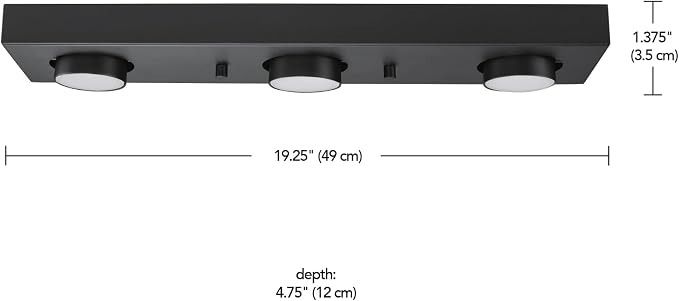 Globe Electric 3-Light Matte Black LED Integrated Track Lighting | Ultra-Low Profile, Adjustable Heads, Dimmable, Modern Ceiling Light for Kitchen, Bathroom Vanity, Living Room, Model 59941