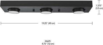 Globe Electric 3-Light Matte Black LED Integrated Track Lighting | Ultra-Low Profile, Adjustable Heads, Dimmable, Modern Ceiling Light for Kitchen, Bathroom Vanity, Living Room, Model 59941