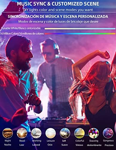 Smart WiFi LED Light Bulbs, Compatible with Alexa and Google Home Assistant, Music Sync Multi Color Changing Bulb, A19 E26 10W 900LM (80W Equivalent), 6-Pack, White, MKA19