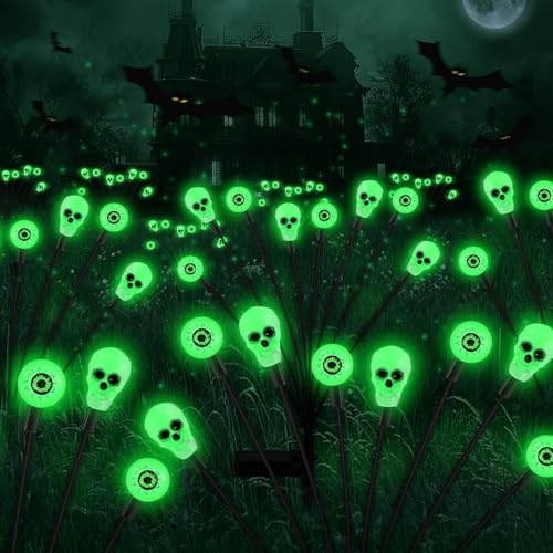 vignuto Halloween Decorations Outdoor, Scary Eyeball Lights,4PACKS 32LED,IP65 Waterproof,Halloween Decor for Garden/Yard/Patio/Lawn/Pathway(Green)