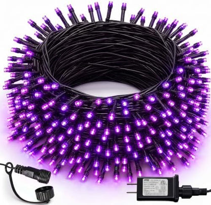 DAZZLE BRIGHT Halloween 300 LED String Lights, 100FT Connectable String Lights with 8 Lighting Modes, Halloween Decorations for Party Carnival Supplies, Indoor Outdoor Yard Garden Decor (Purple)