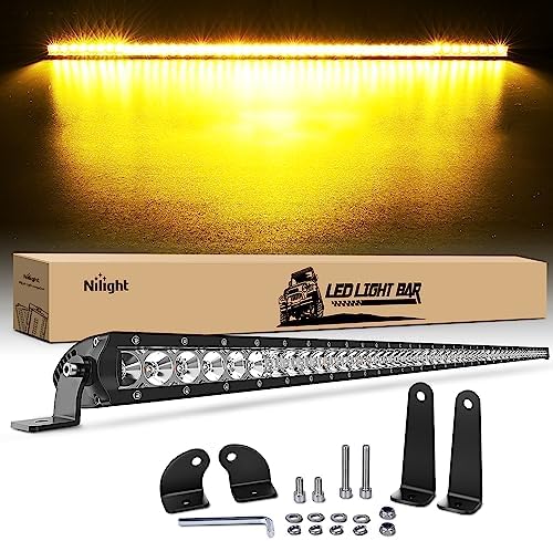 Nilight Led Light Bar Amber 51 Inch 250W Super Slim Spot Flood Combo 24500LM 3D Driving Fog Off Road Lights for Trucks Pickup SUV ATV UTV Boat 4x4 Van Camper-2 Style Mounting