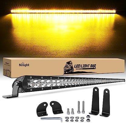 Nilight Led Light Bar Amber 51 Inch 250W Super Slim Spot Flood Combo 24500LM 3D Driving Fog Off Road Lights for Trucks Pickup SUV ATV UTV Boat 4x4 Van Camper-2 Style Mounting