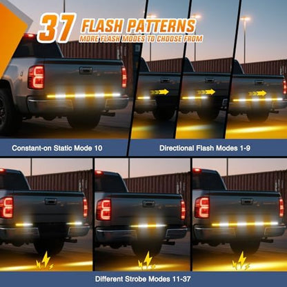 Nilight 60 Inch Emergency Strobe Light Strips with Controller Amber White