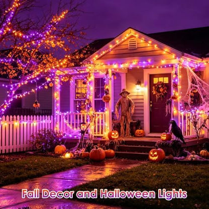 Smart Color Changing Halloween Lights 99FT 300 LED Orange Purple App Remote