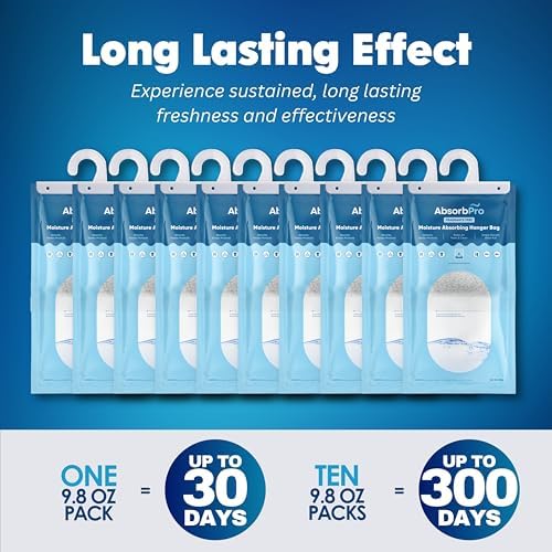 Absorb Pro Hanging Moisture Absorber Bags 9.8 oz, 10-Pack