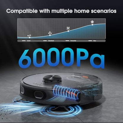 Robot Vacuum and Mop Combo, Self-Emptying Robotic Vacuums Cleaner Smart Mapping, 2-3 Months Hands-Free Base Strong Suction & LiDAR Navigation, 220 Mins Long Runtime for Pet Hair, Hard Floor, Carpet