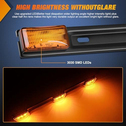 Nilight 14.2" 9 LED Trailer Light Bar Amber Clearance Marker Rear Lights