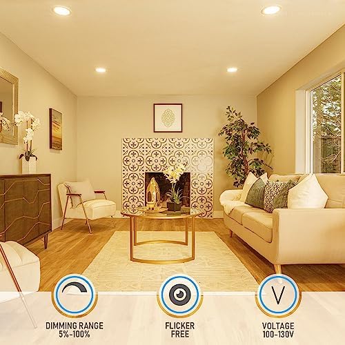 TORCHSTAR 4-Pack 6 Inch Ultra-Thin LED Recessed Light, 2700K
