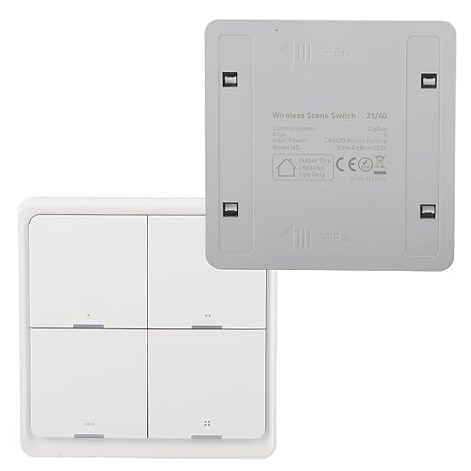 Fydun Wireless Scene, 4-Way Wall Panel with Mobile App Control, No Wiring Required, Home Automation Remote Controller Bedrooms, Kitchens & Bathrooms