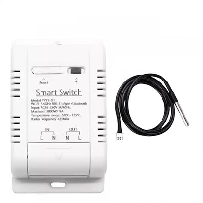WiFi Temperature Controller Sensor Module, Tuya app Wireless Remote 16A Smart Switch with Energy Consumption Monitoring,Compatible with Alexa Google