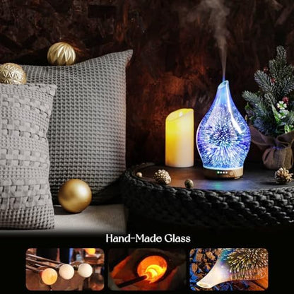 Porseme Essential Oil Diffuser 150ml Handmade Glass Diffuser 6H Runtime