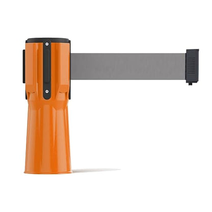 Trafford Industrial 11 Ft. Cone-Mounted Retractable Belt Barrier Orange Case with Light Grey Belt